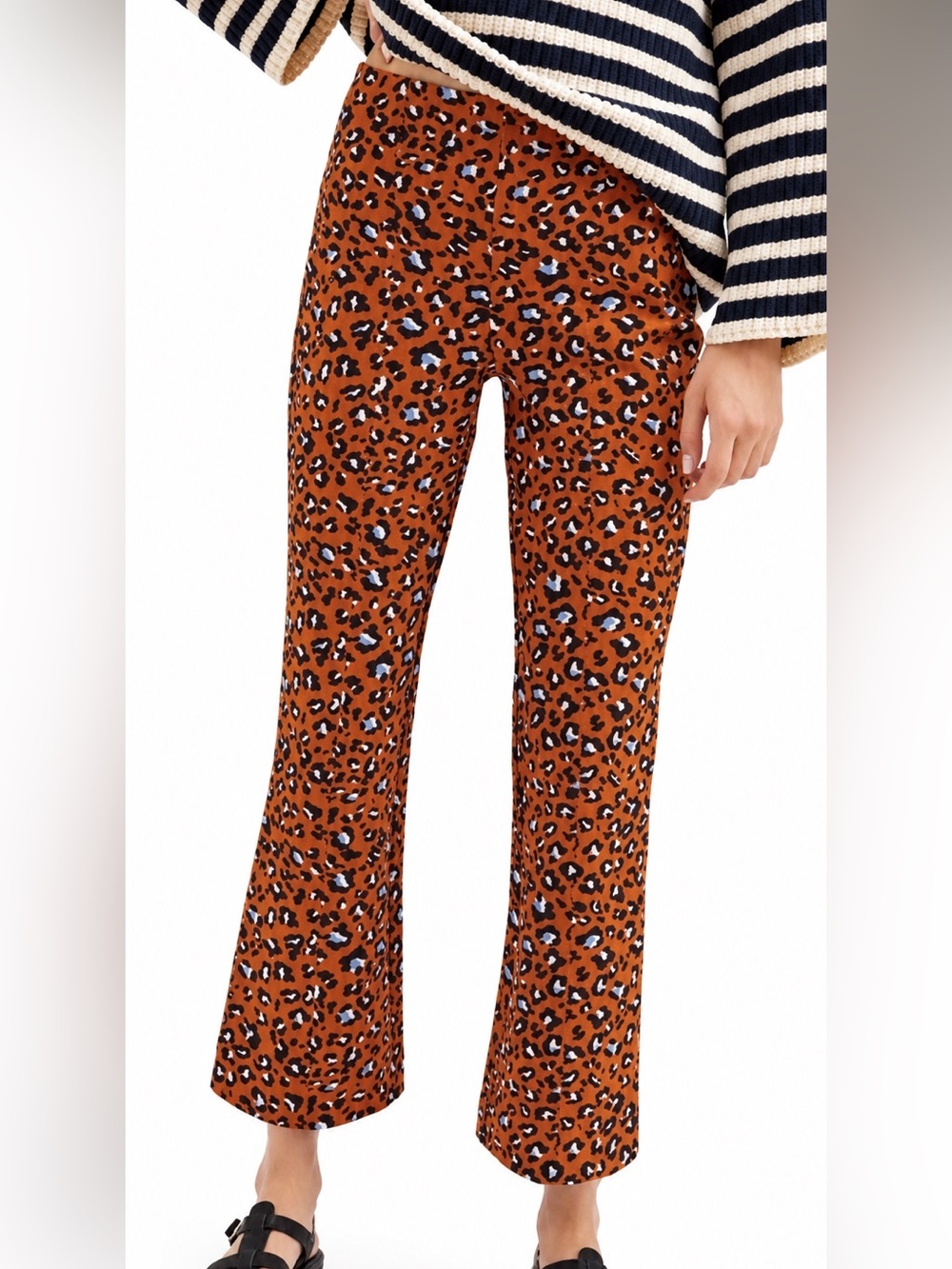 Maeve NWT Margot kick flare leopard print pants, small